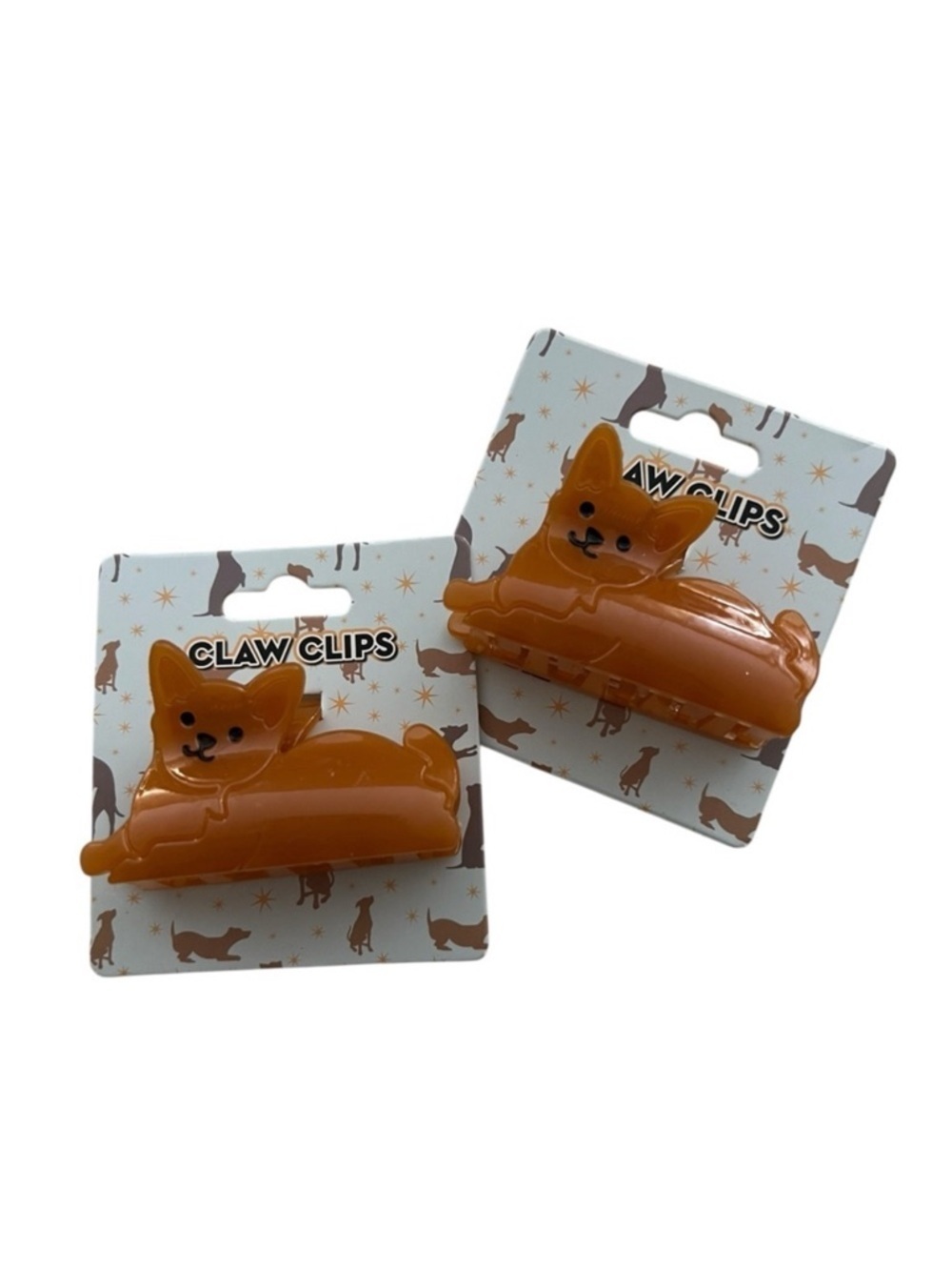 Dog Claw Hair Clips Brown Set of 2 New